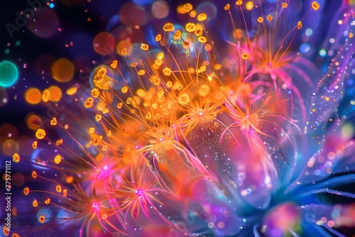 Abstract Neon Microbial Lifeform Digital Art 