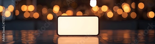 Blank Smartphone Display with Soft Bokeh Lighting in Technology Innovation Theme