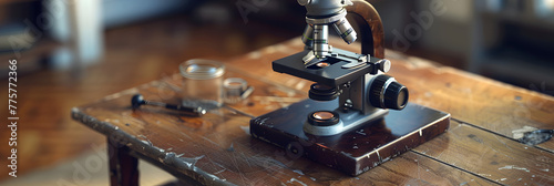Microscope With Broken Glass In Old Time 3d Graphic Illustration © Ayesha