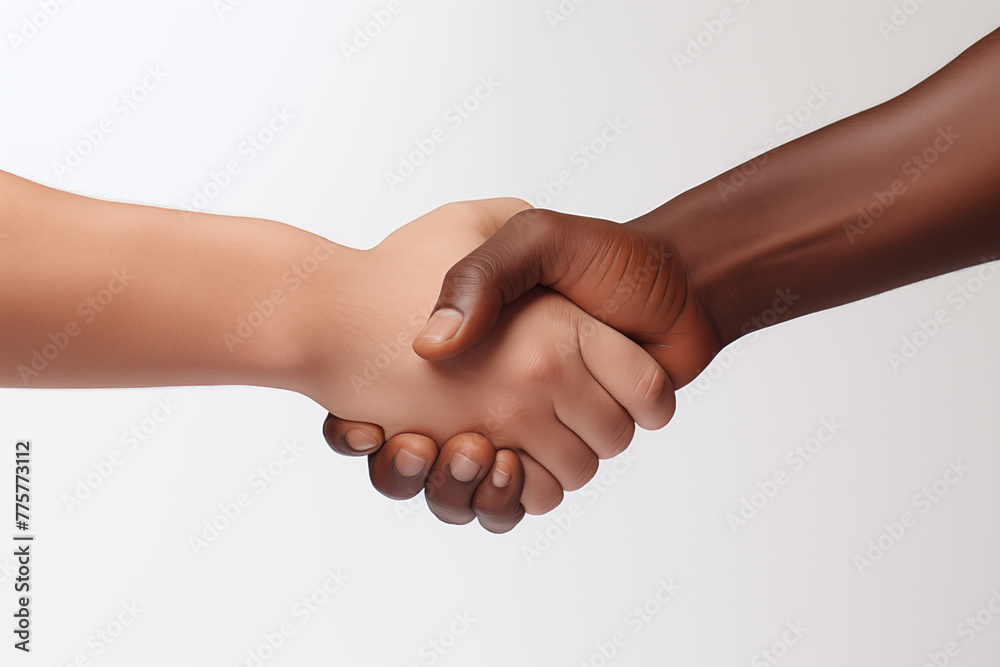 Handshake on white background. World of work. Offer accepted. Friendship at work. Help others. Association. Handshake on white background. World of work. Offer accepted. Friendship at work. Help others. Association.