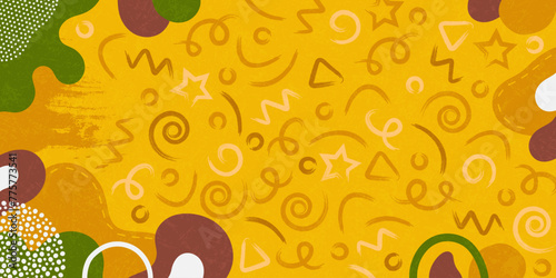 Cute doodle pattern background. Bright abstract background for banner, flyer, cover...