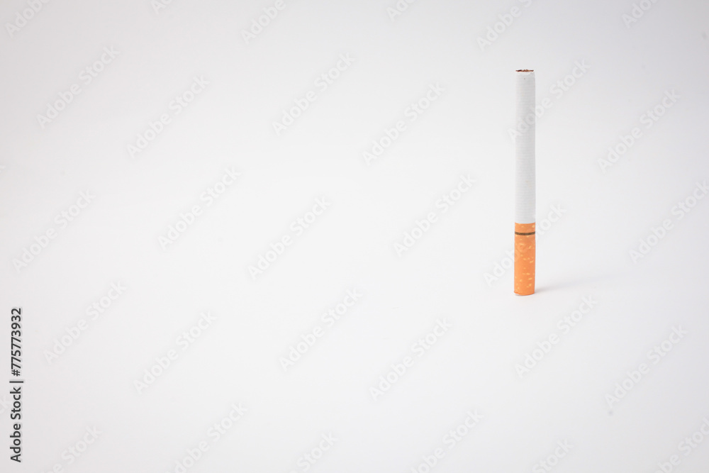 Cigarette isolated on a white background. World No Tobacco Day concept stop smoking. Selective focus. Cigarette isolated on a white background. World No Tobacco Day concept stop smoking. Selective focus.