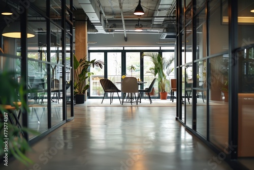 Free photo beautiful shot of the modern style open space office interior 