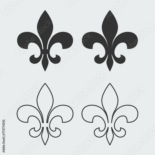 Fleur-de-lis heraldic icon. Easily editable outline symbol.