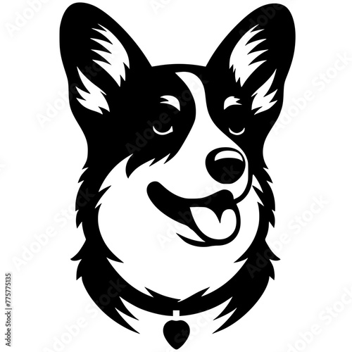 Silhouette of corgi head