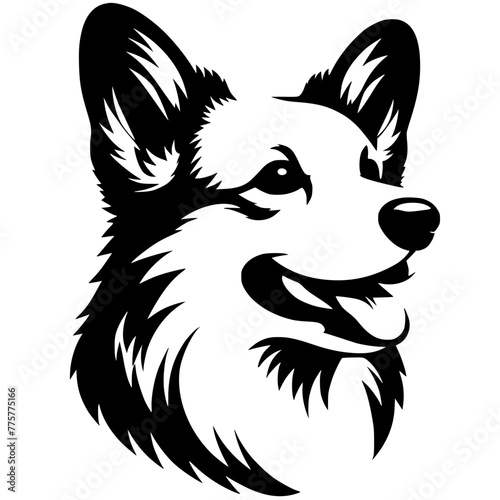 Silhouette of corgi head