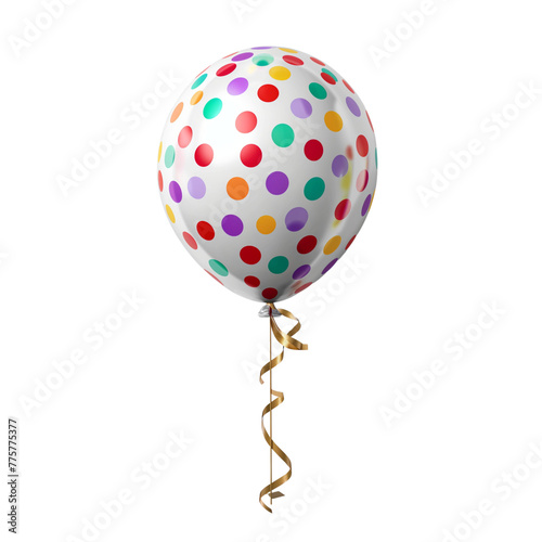 A balloon of vibrant, colorful dots pattern on a white backdrop. festive design