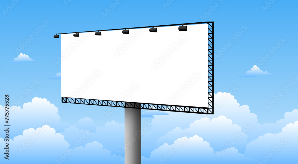 blank white billboard on the blue sky background blank white billboard on the blue sky background