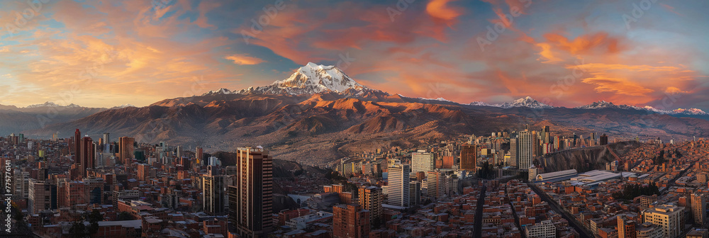 Great City in the World Evoking La Paz in Bolivia - obrazy, fototapety, plakaty 