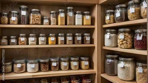 A well-organized pantry stocked with nutritious whole grains, nuts, and seeds, supporting healthy eating habits