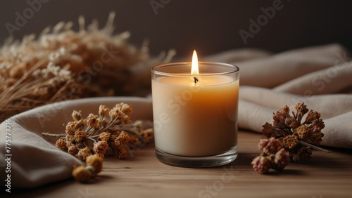Relaxation Oasis Aroma Candle and Dry Flowers Bringing Comfort and Wellness to Your Space