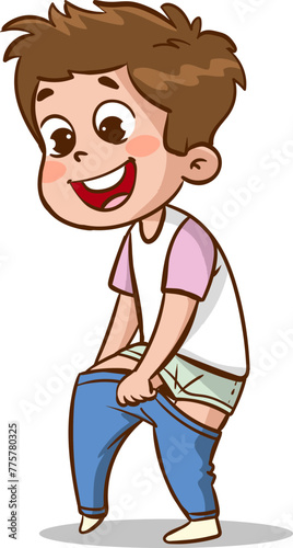  vector illustrations of children wearing clothes .children changing dresses and trousers.