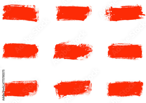 9 rote grunge Streifen gemalt mit einem Pinsel