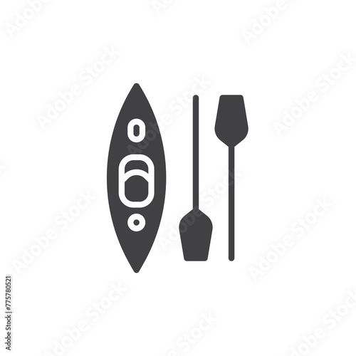 Kayak with paddle vector icon