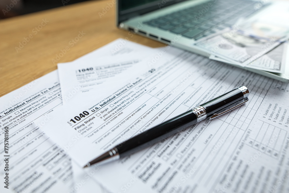 Tax form 1040 U.S. Individual Income Tax Return. Tax form 1040 U.S. Individual Income Tax Return.