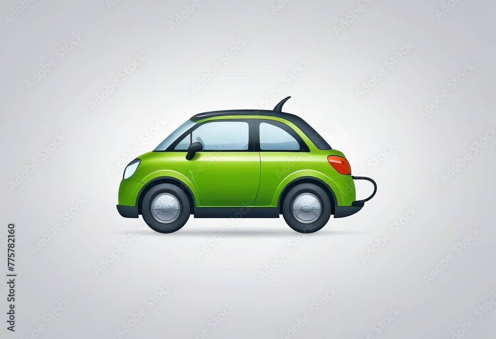 green electric car icon on white background