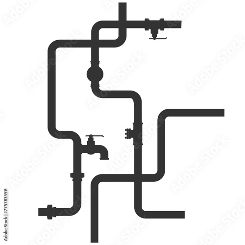 Pipeline infographic. Oil, water flat valve