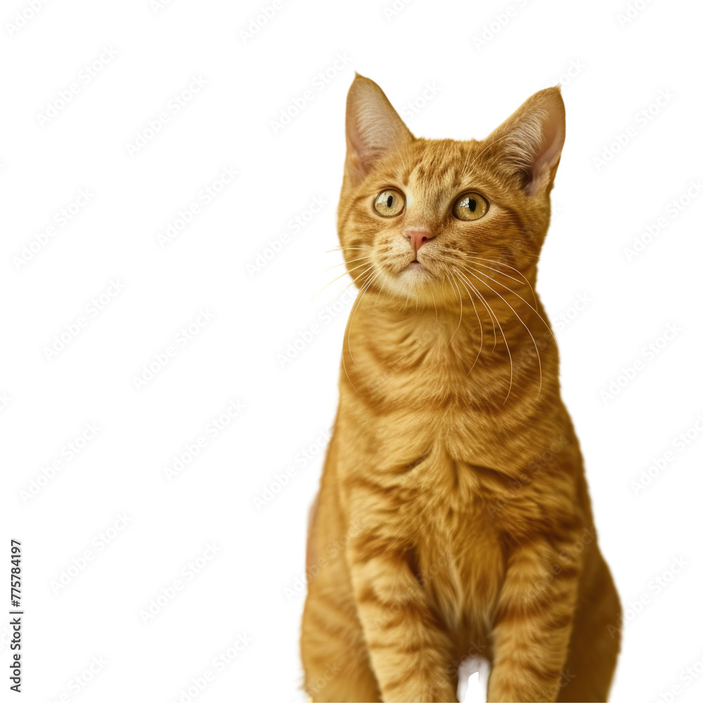 Obraz premium A cat sitting on a transparent background looking up