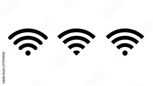 Wifi wireless internet signal flat icon set for apps. Wi-Fi icon set editable strokes.