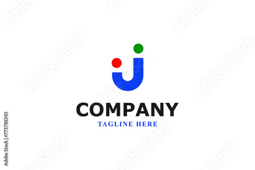 letters i j and u colorful logo photo