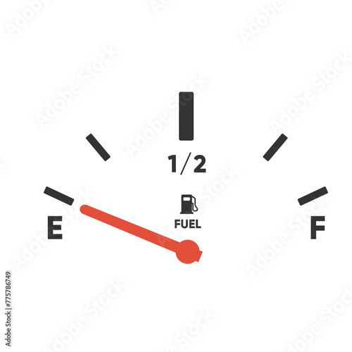 Gas tank gauge. Empty fuel meter