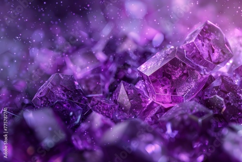 Luminous Purple Crystals Formation, Macro Captured Sparkle © Ilia Nesolenyi