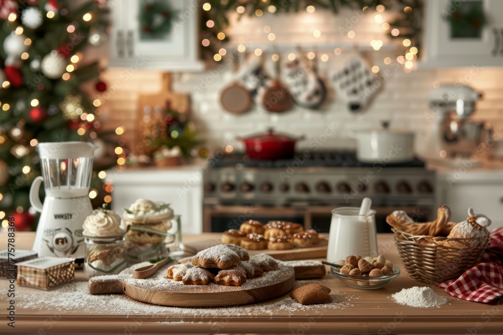 Holiday Cookie Baking, Warm Christmas Kitchen Atmosphere