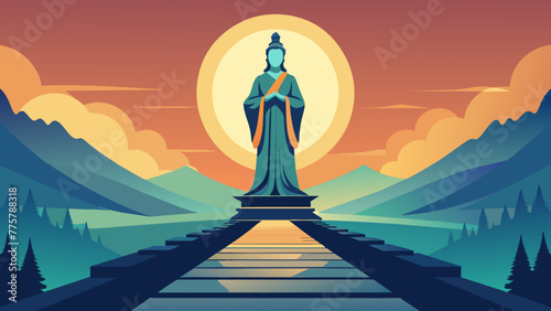 statue of buddha in sunset