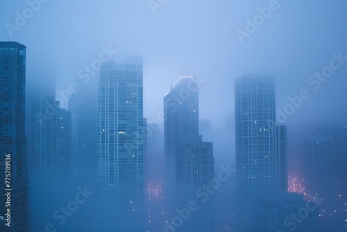 Misty Morning City Skyline