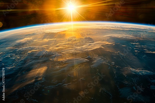 Orbital View of Sunrise Breaking Over Earth's Atmosphere