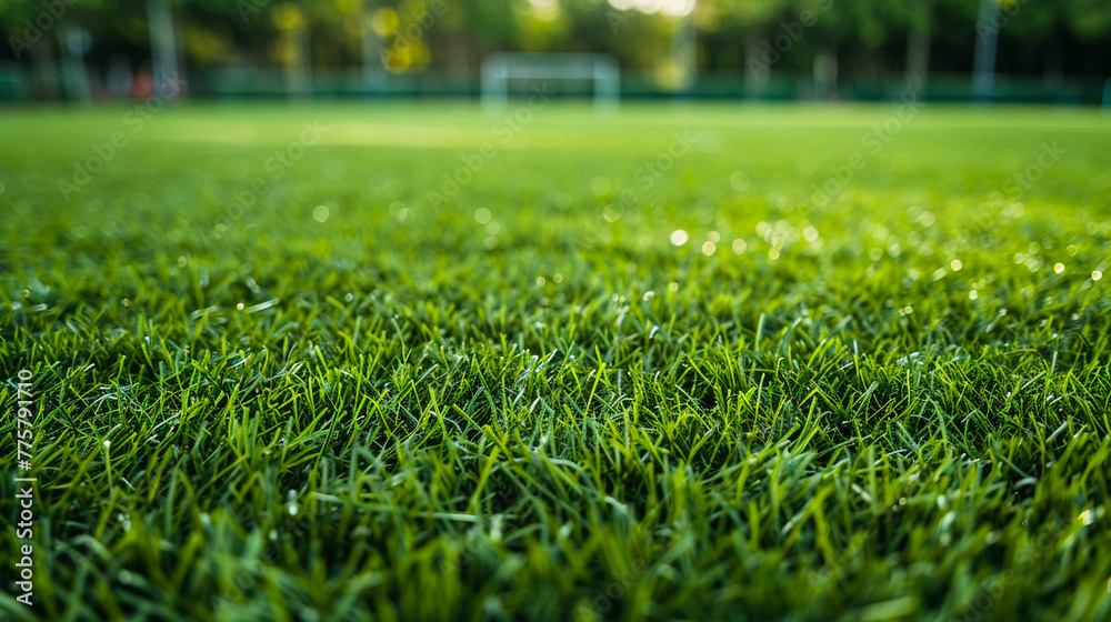 Vibrant green grass texture of a football field, perfect for team sports, well-maintained soccer pitch, professional color grading,soft shadowns