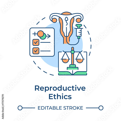 Reproductive ethics multi color concept icon. Fertility treatment. Informed consent. Medical law. Round shape line illustration. Abstract idea. Graphic design. Easy to use in presentation