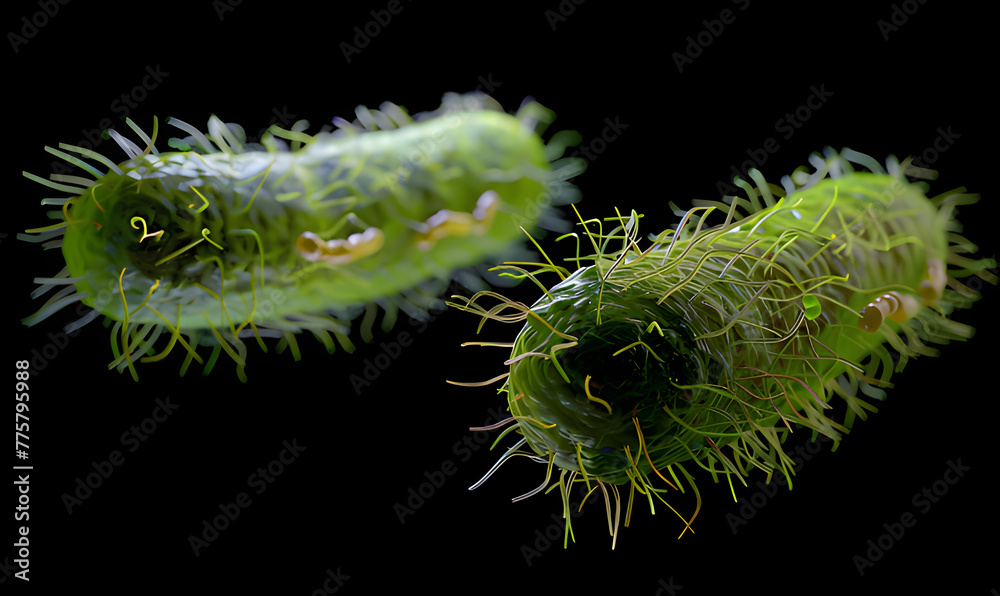 Fototapeta premium The green virus is growing bugs. Generative AI