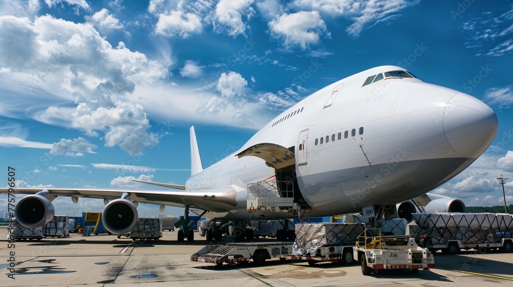 freight airplane loading freight airplane loading