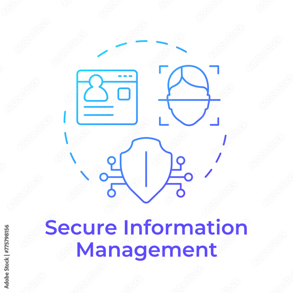 Secure information management blue gradient concept icon. Digital security, data privacy. Round shape line illustration. Abstract idea. Graphic design. Easy to use in infographic, blog post