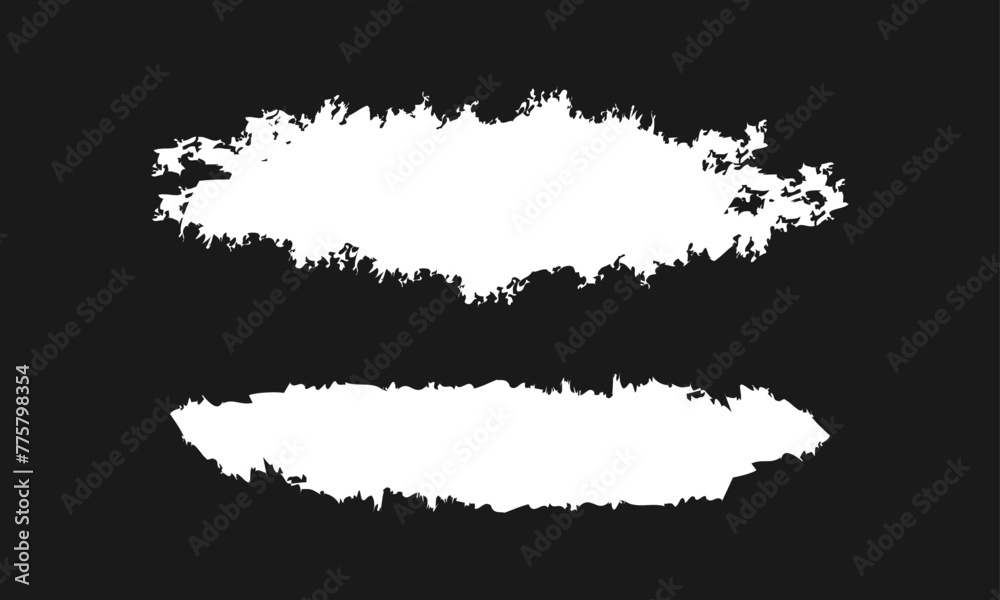  White grunge style brushes on black background.
