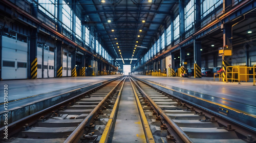 Train tracks cut through an expansive warehouse, highlighting the scale and modern infrastructure © Volodymyr Shcerbak