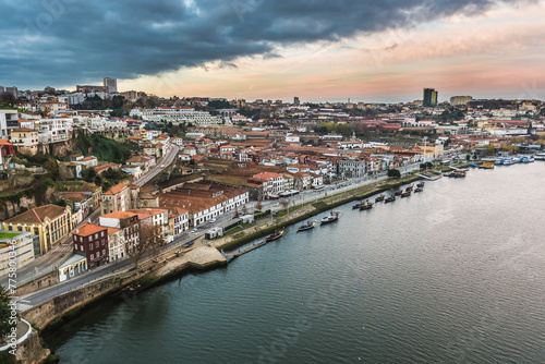 Vila Nova de Gaia city, seen from Dom Luis I Bridge, Portugal
