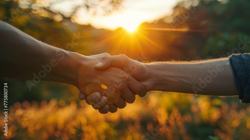 Business people shaking hands in board room. Beautiful simple AI generated image in 4K, unique.