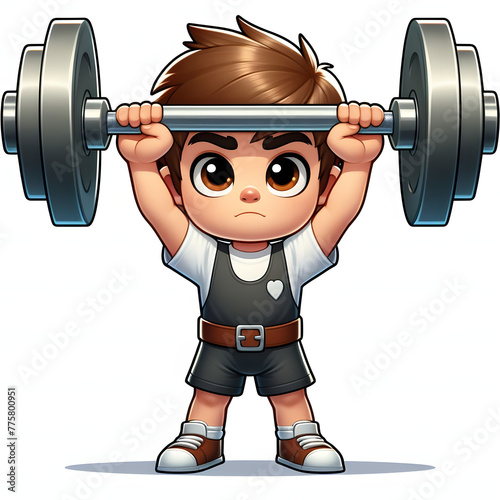 Boy doing weightlifting