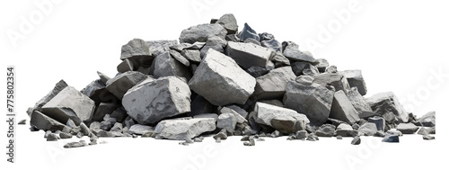 Wallpaper Mural mountain of stones, isolated on white, in different positions, realistic, 3D Torontodigital.ca