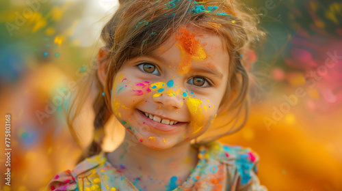 Cheerful girl at the festival of colors Holi