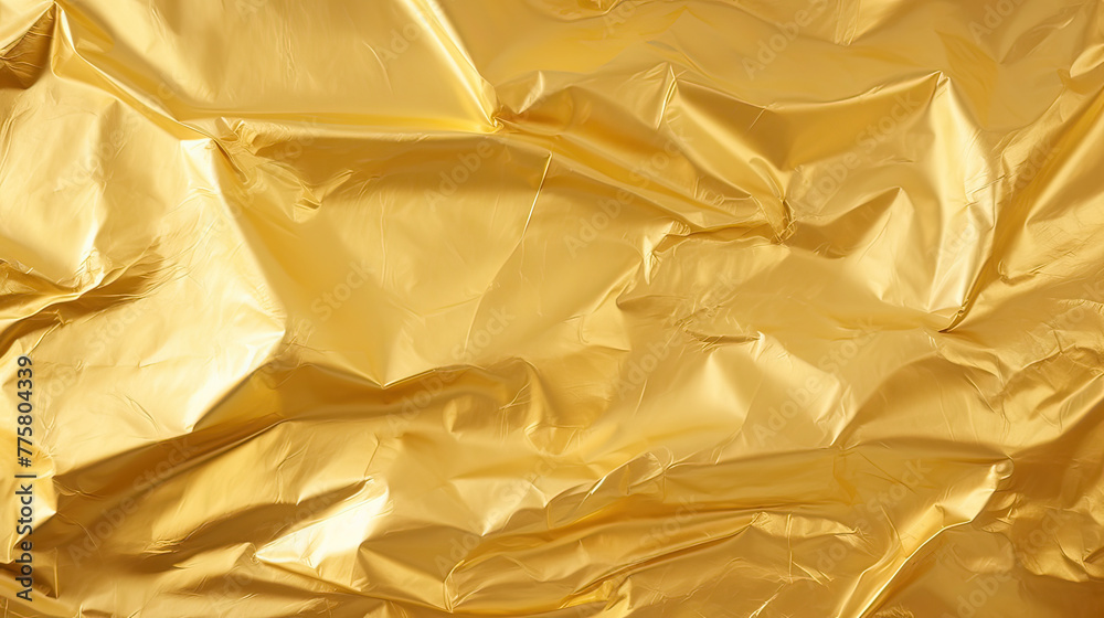 An elegant golden foil background with a crumpled effect, catching the light to create a warm, inviting atmosphere Ai Generative An elegant golden foil background with a crumpled effect, catching the light to create a warm, inviting atmosphere Ai Generative