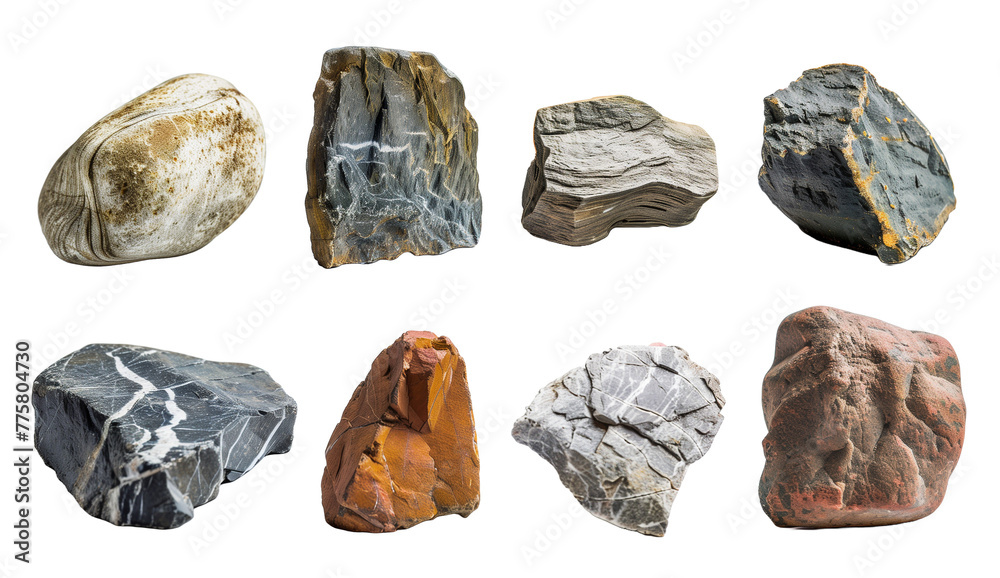 Set of 8 stones, nature, isolated on white, in different positions, realistic, 3D
Set of 8 stones, nature, isolated on white, in different positions, realistic, 3D
