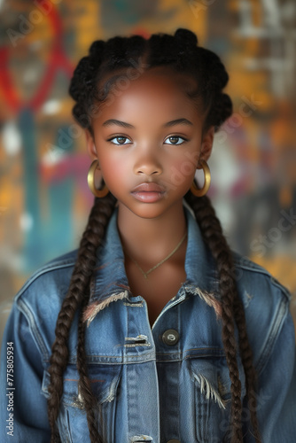 Young teenage african american girl with braid 