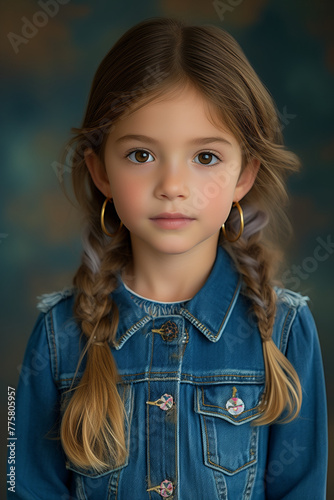 teen girl has braided hair. hair braid hairstyle. teen girl showing hair braiding photo