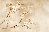 cherry blossom branch in watercolor style