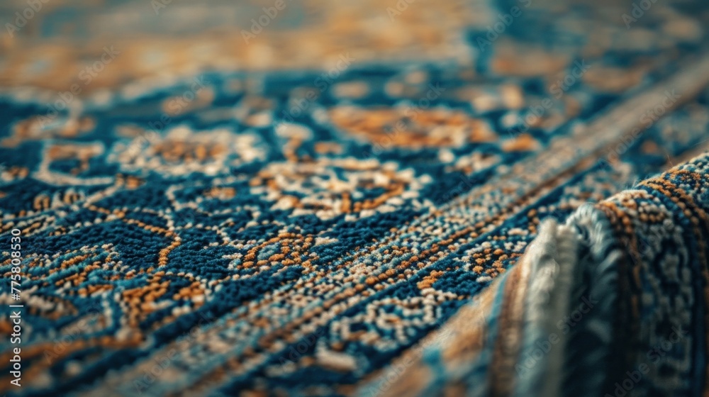 Close-up of intricate traditional carpet patterns with focus on art of textile design. Handcraft and cultural heritage. Close-up of intricate traditional carpet patterns with focus on art of textile design. Handcraft and cultural heritage.