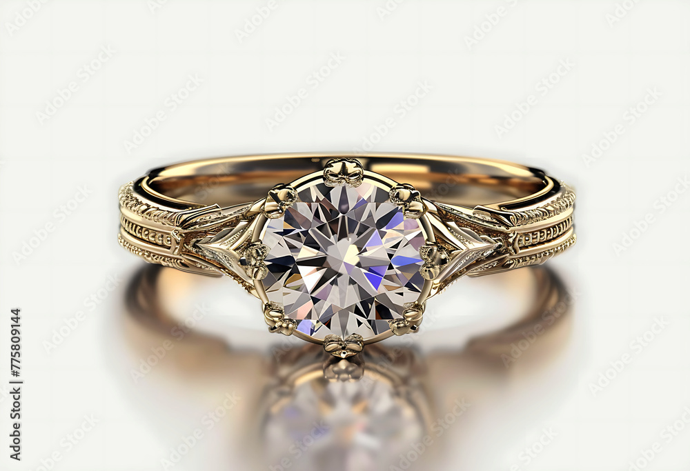 a yellow gold ring with a diamond and filigree in the style of filigree, isolated on transparent background, generative ai a yellow gold ring with a diamond and filigree in the style of filigree, isolated on transparent background, generative ai