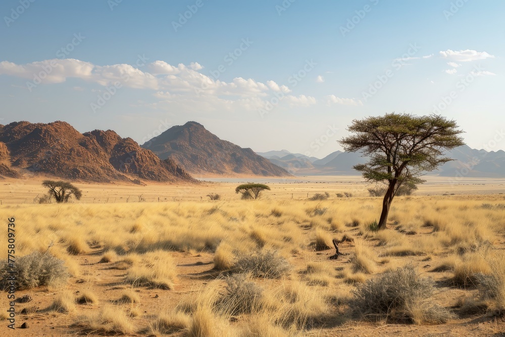 Stark African desert landscape. Travel nature. Generate Ai